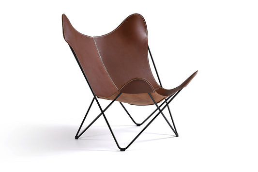 Fauteuil Papillon Historique en cuir marron