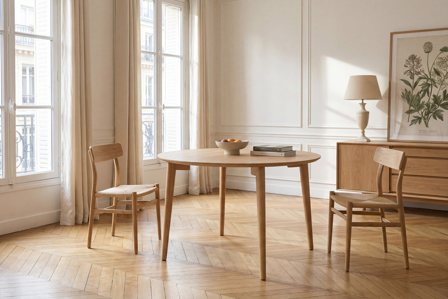 Table à Manger Ronde Extensible Eva 120-200 cm