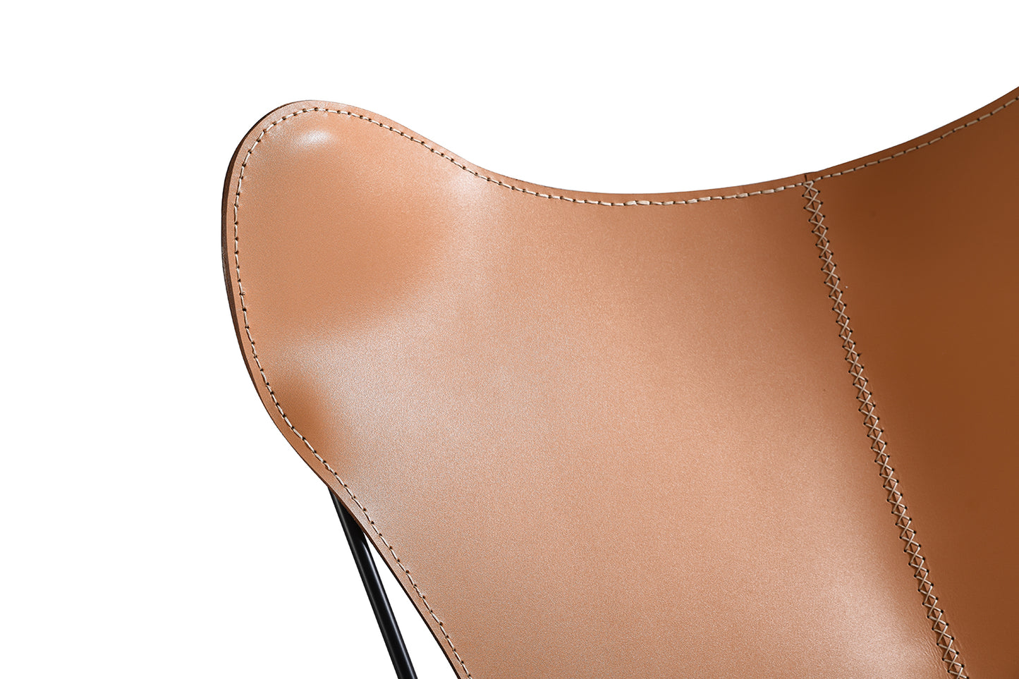 Fauteuil Papillon Historique en cuir beige