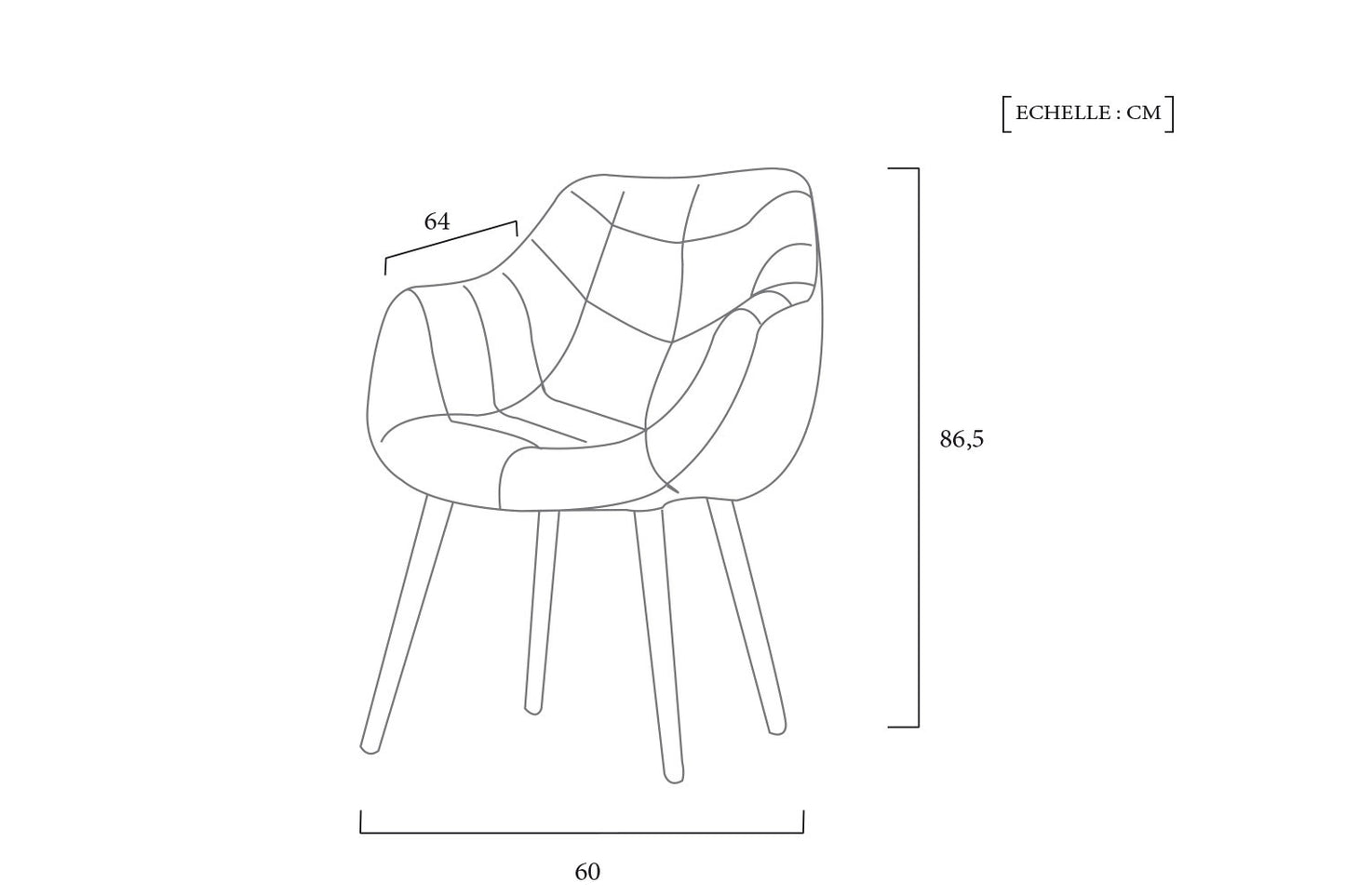 Schéma Technique Chaise Pilote Vintage en Cuir meta-dimensions