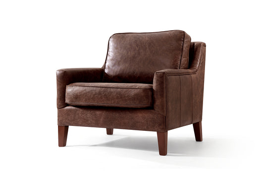 Fauteuil Anglais en Cuir Art Déco Oxford Rose & Moore de profil