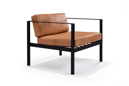 Fauteuil mid-century cargo en cuir