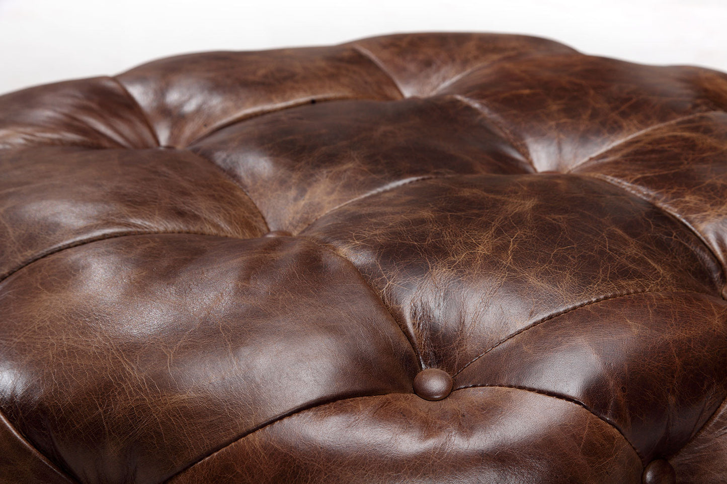 Ottoman Chesterfield en Cuir Vintage