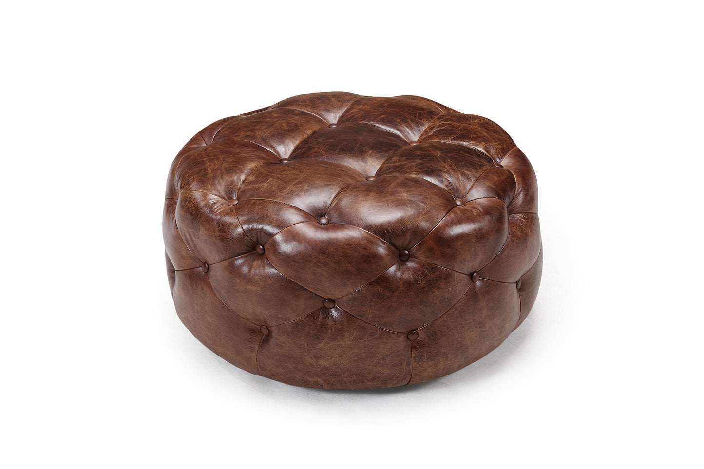 Pouf Chesterfield en cuir vintage RM-247