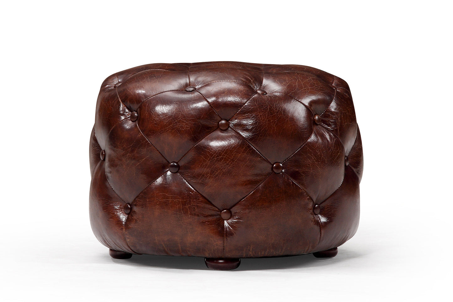 Pouf en cuir Chesterfield