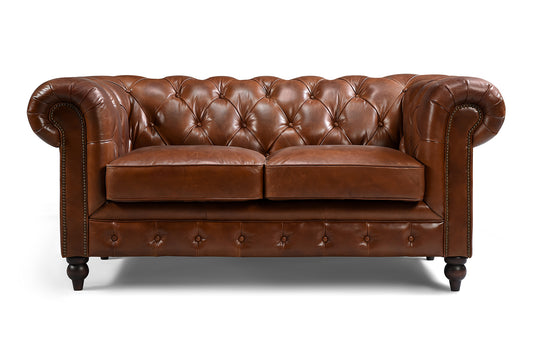 Canapé Chesterfield en Cuir Anglais Capitonné Kensington 2 places