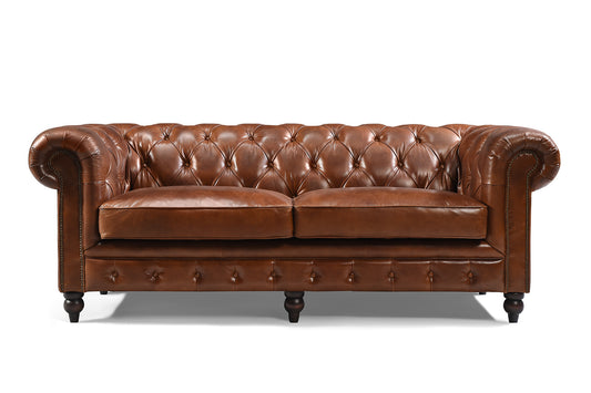 Canapé Chesterfield en Cuir Anglais Capitonné Kensington