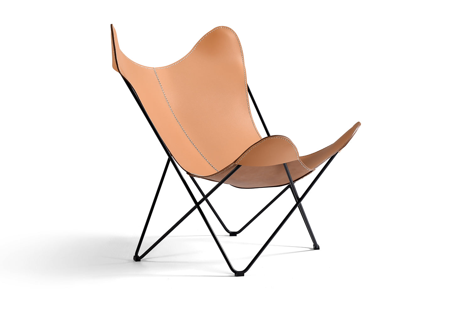Fauteuil Papillon Historique en cuir beige