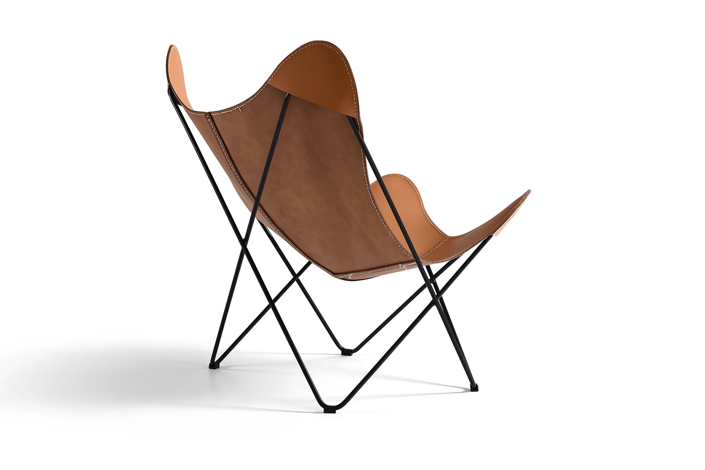 Fauteuil Papillon Historique en cuir beige