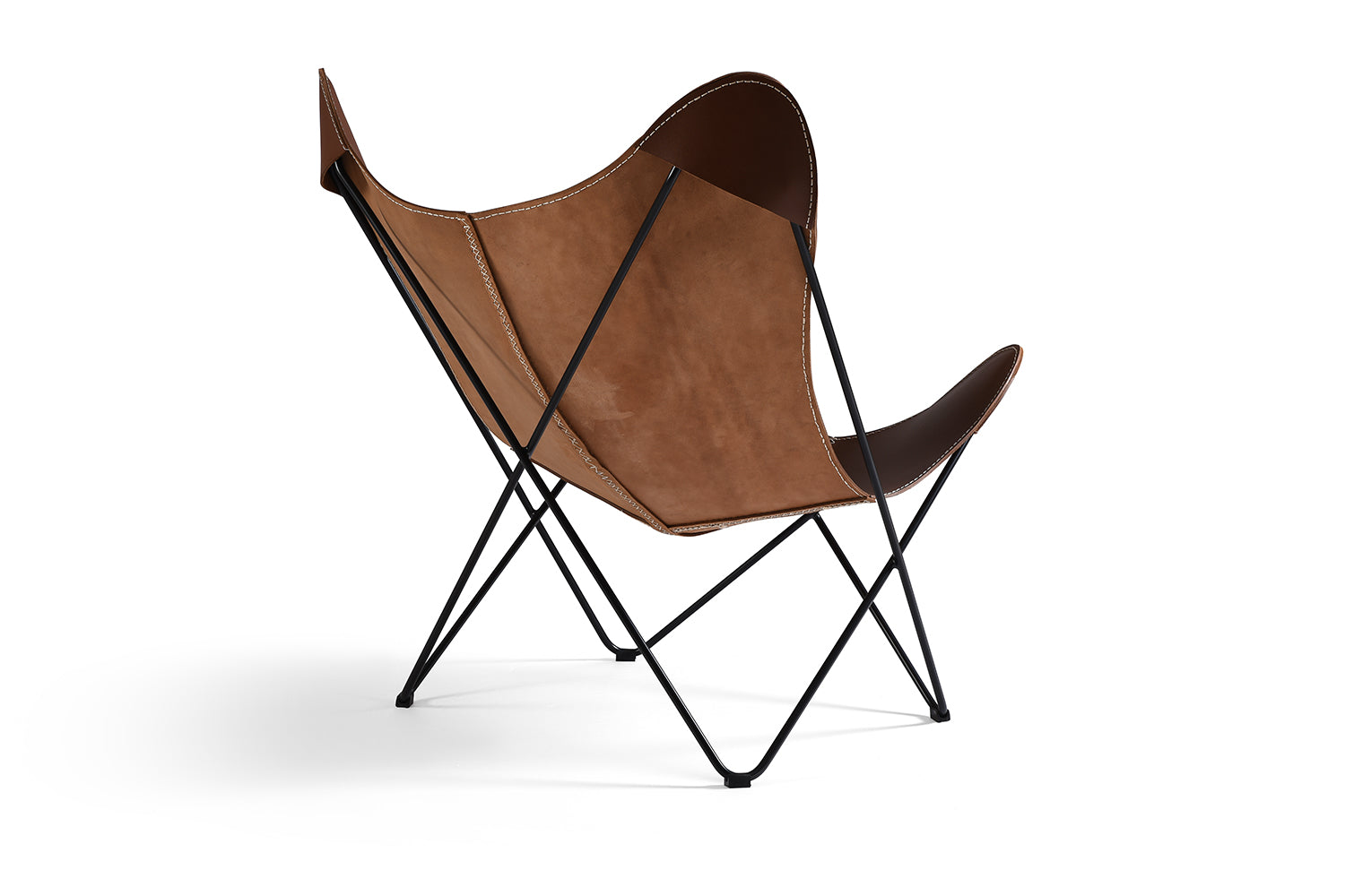 Fauteuil Papillon Historique en cuir marron