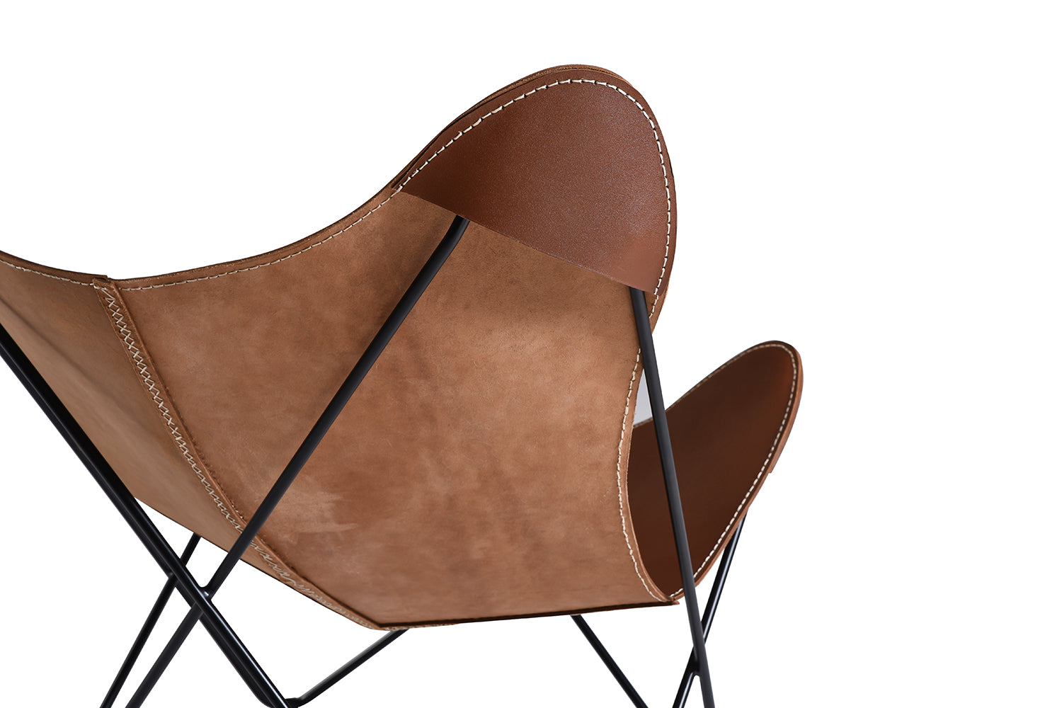 Fauteuil Papillon Historique en cuir marron