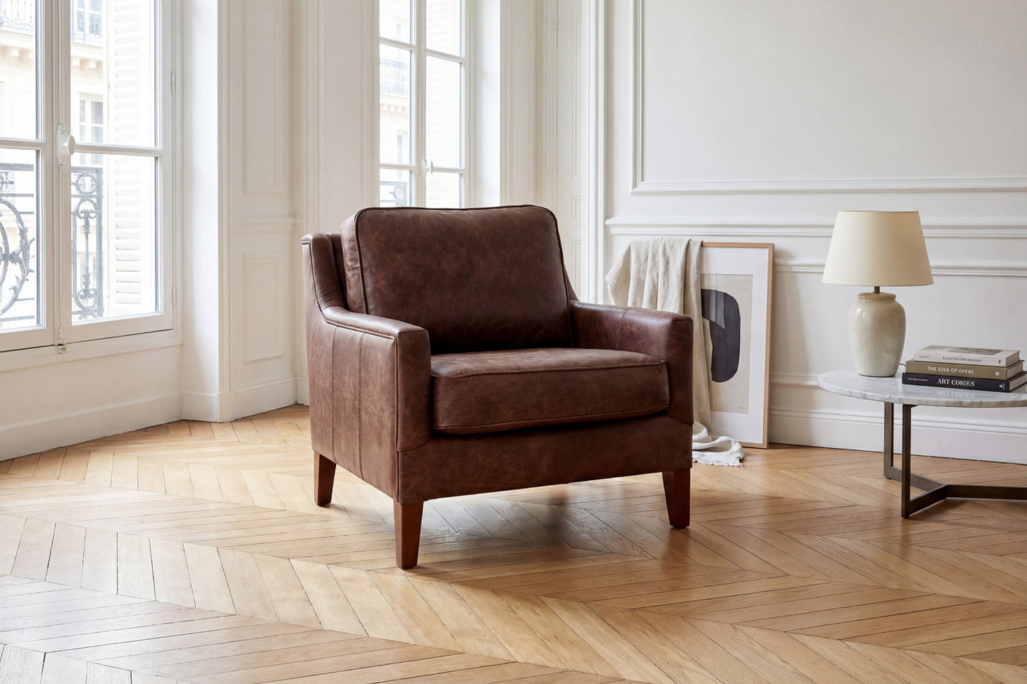 Fauteuil Anglais Art Déco Oxford en Cuir