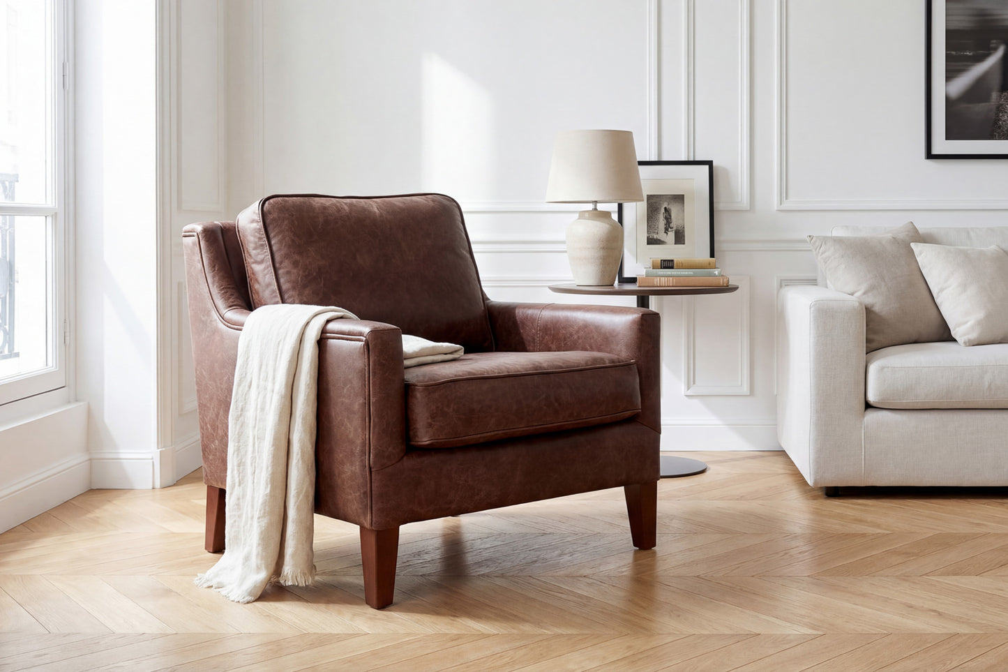 Fauteuil Anglais Art Déco Oxford en Cuir