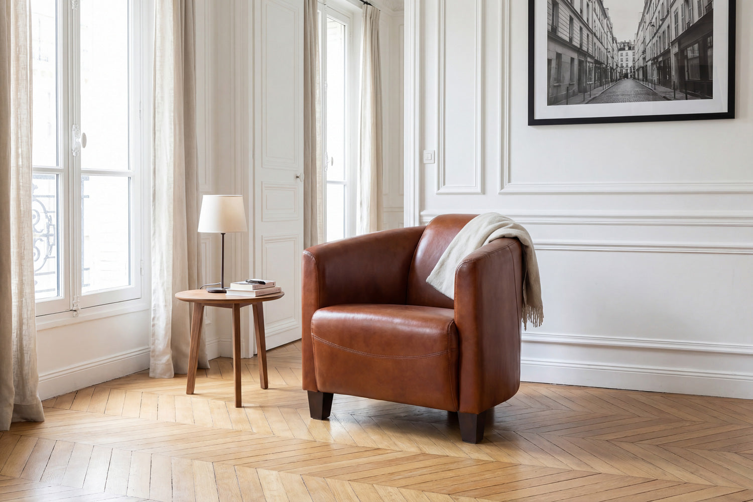 Fauteuil Aviateur en Cuir Rose & Moore