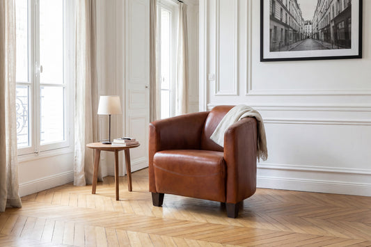 Fauteuil Aviateur en Cuir Rose & Moore