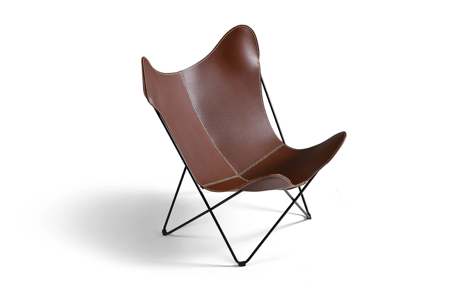 Fauteuil Papillon Historique en cuir marron