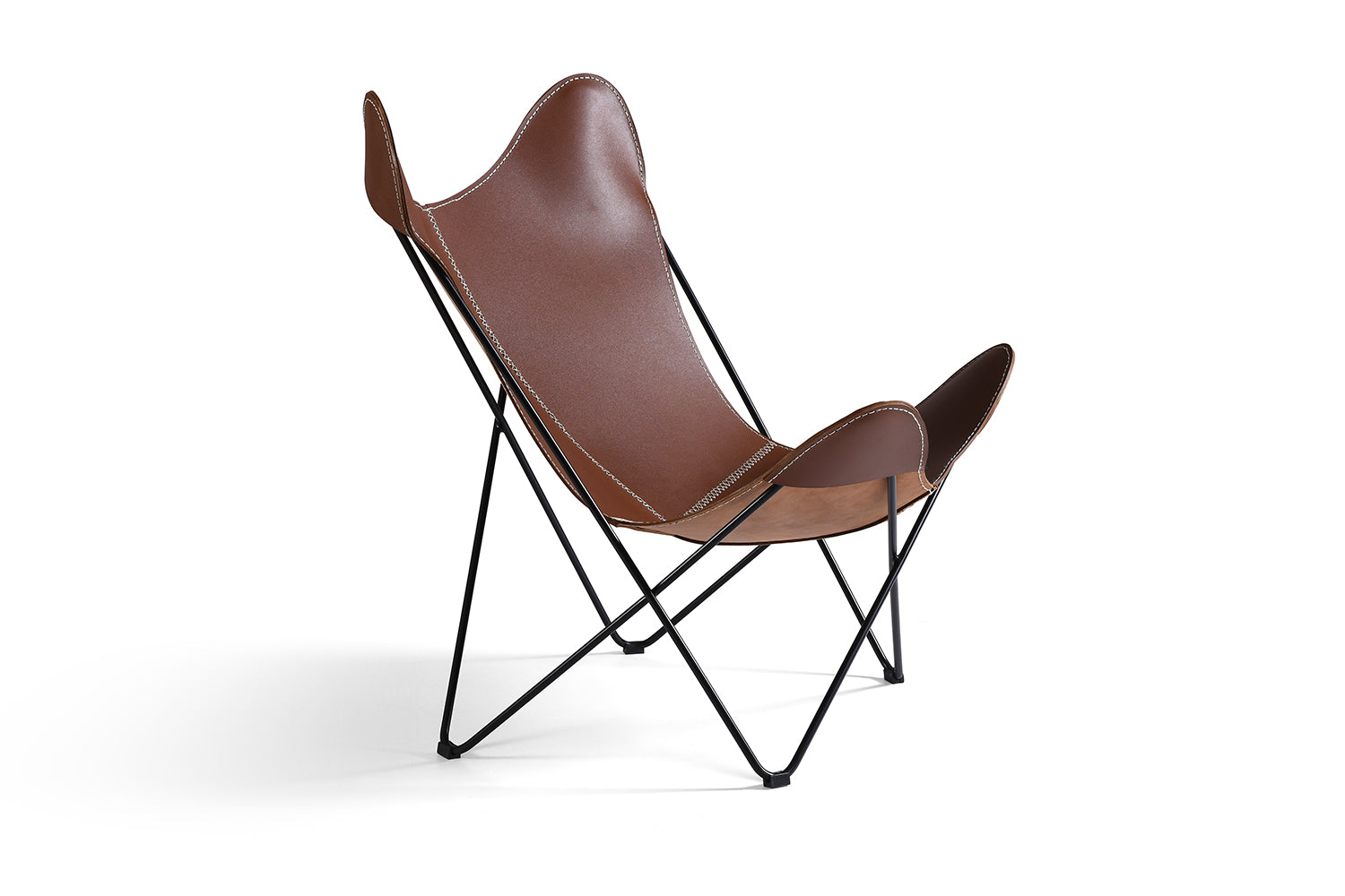 Fauteuil Papillon Historique en cuir marron