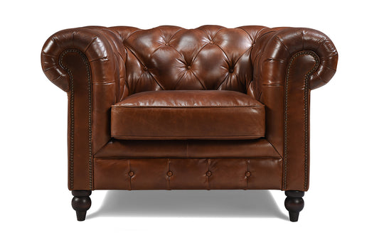 Fauteuil Chesterfield en Cuir Anglais Capitonné Kensington