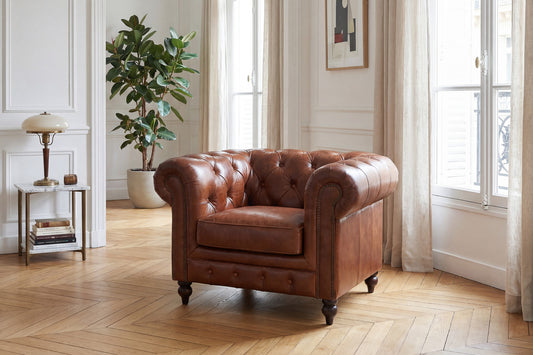Fauteuil Chesterfield Kensington en Cuir