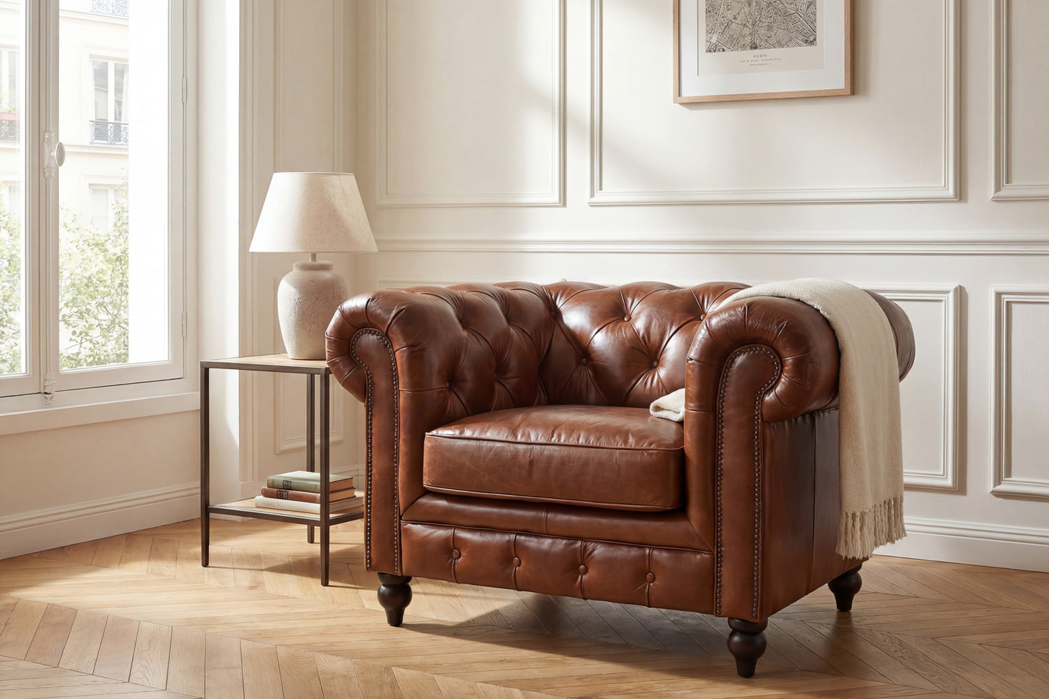 Fauteuil Chesterfield Kensington en Cuir