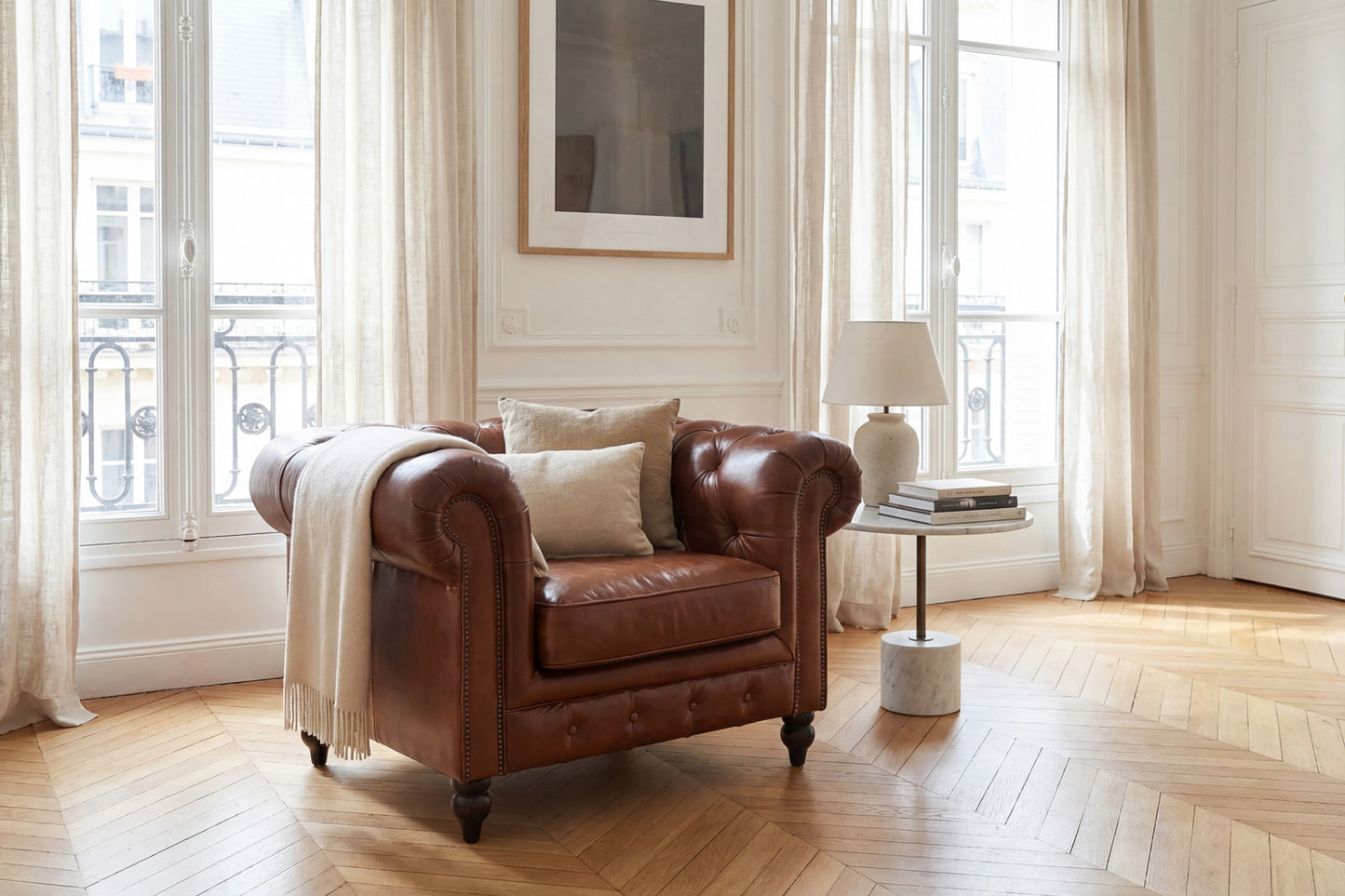 Fauteuil Chesterfield Kensington en Cuir