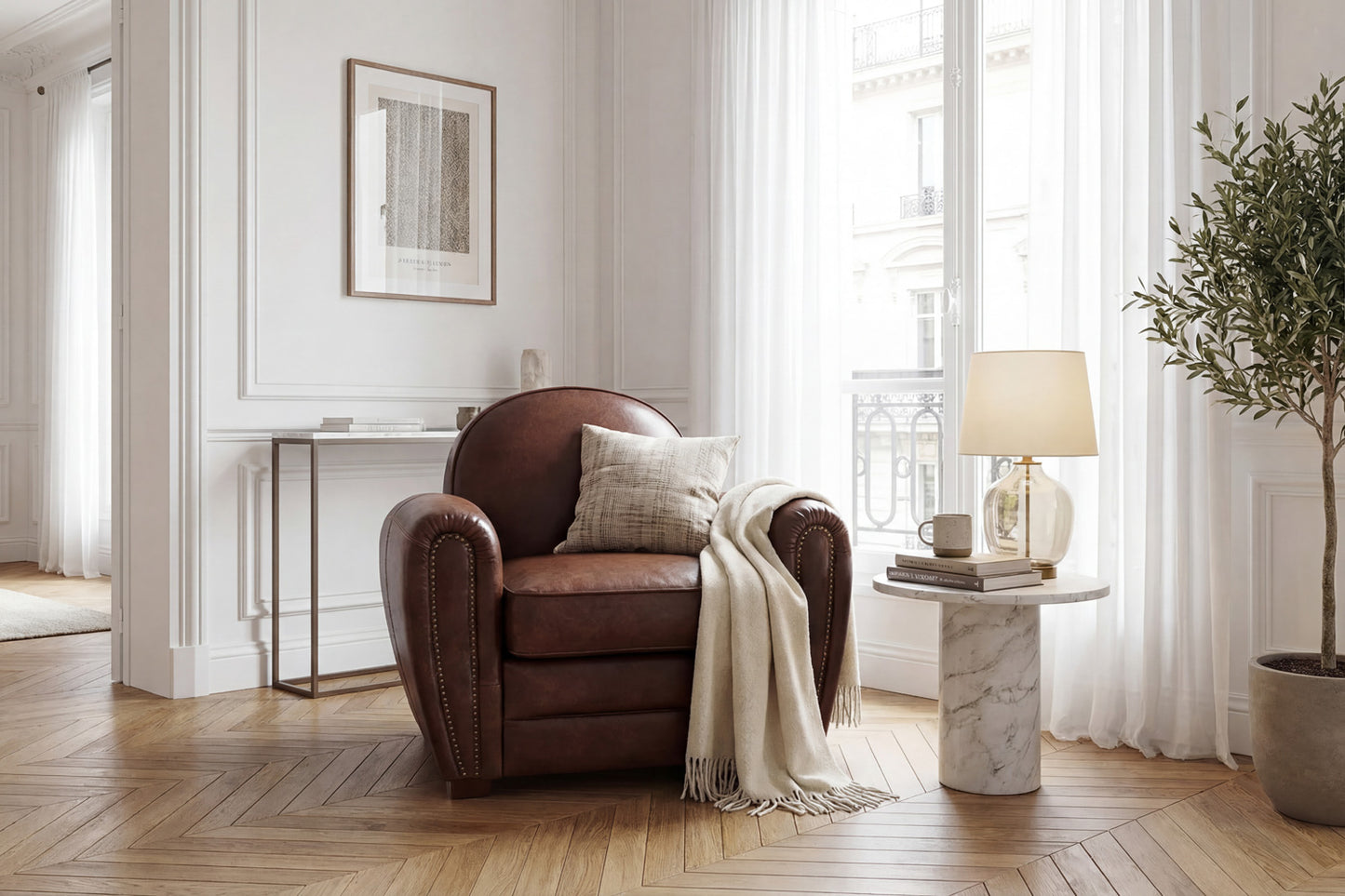 Fauteuil Club 1930 Ancien à Clous