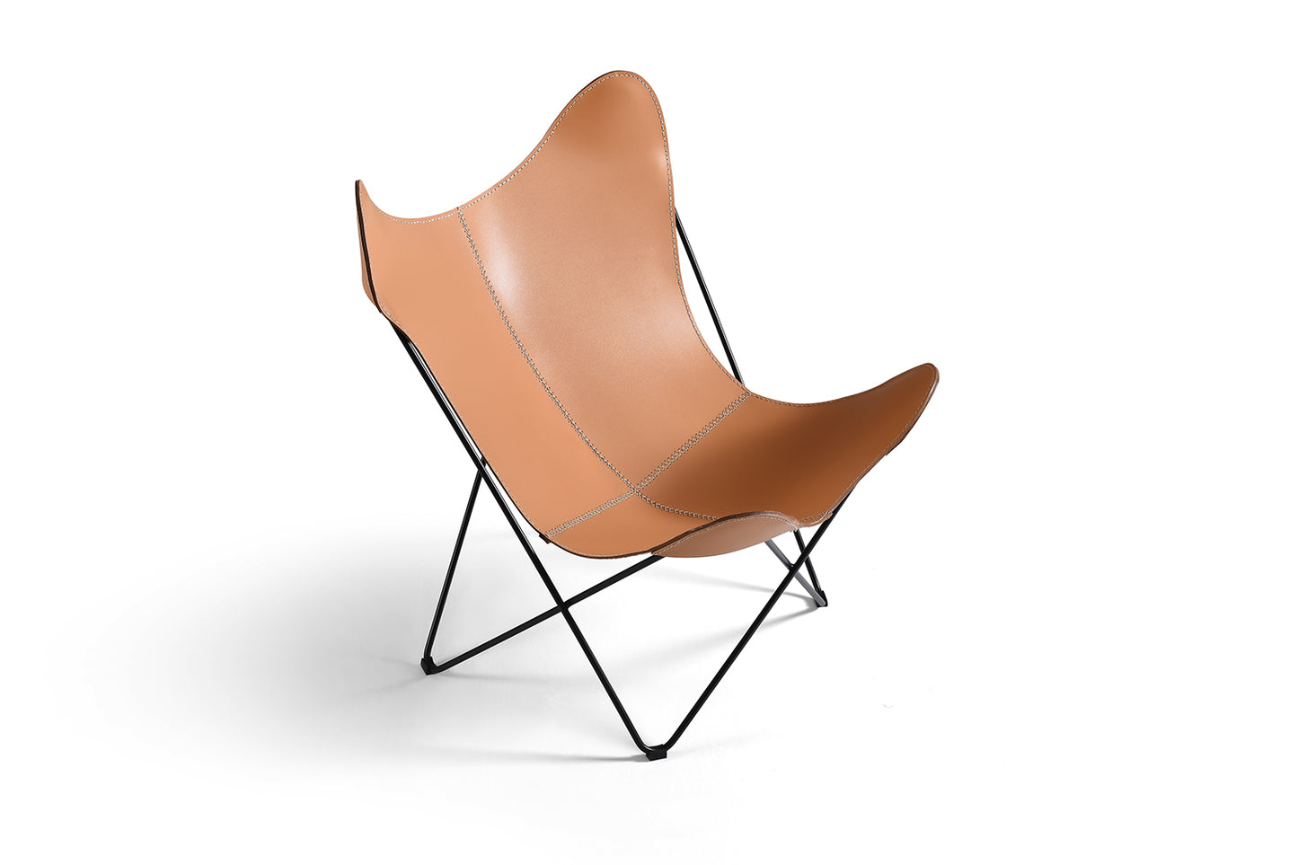 Fauteuil Papillon Historique en cuir beige