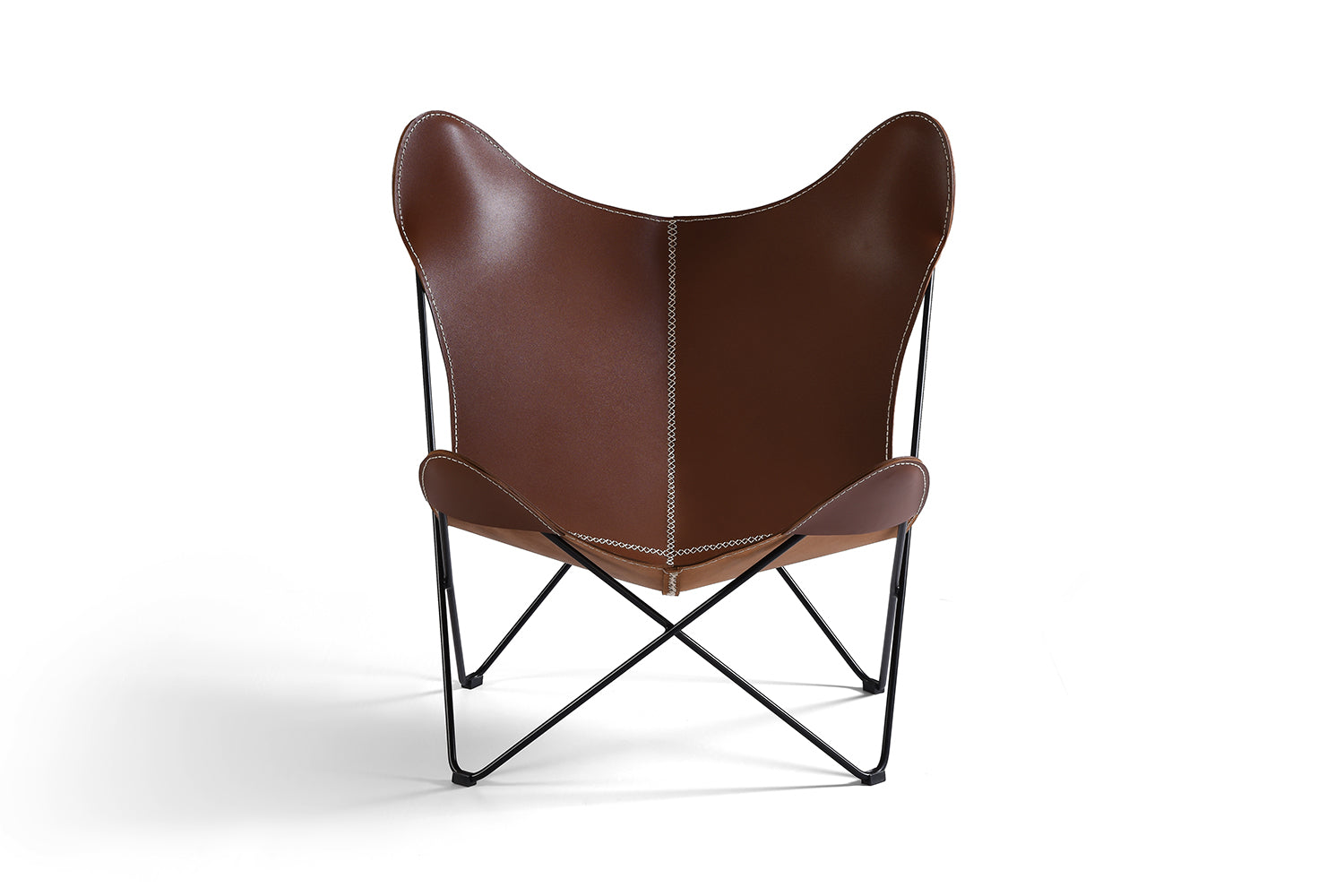 Fauteuil Papillon Historique en cuir marron