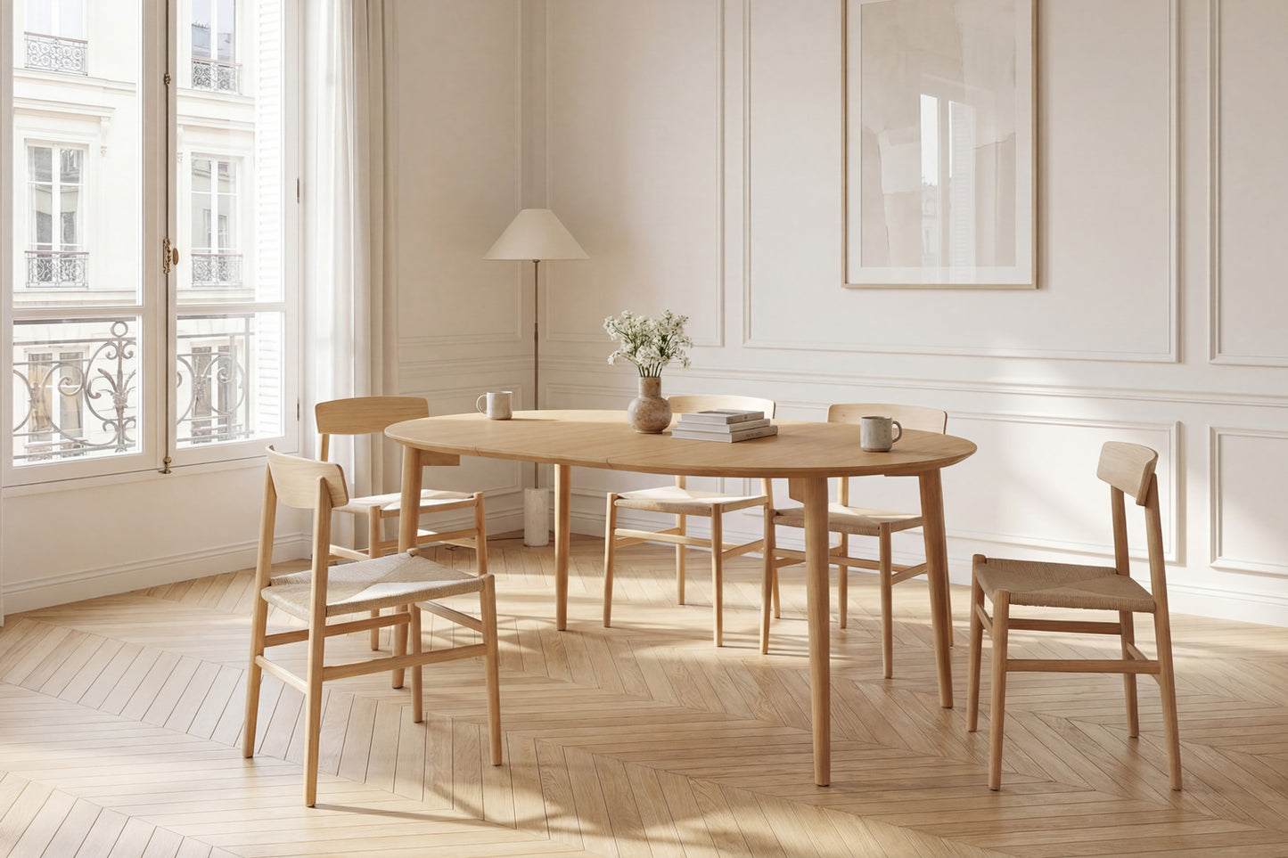 Table à Manger Ronde Extensible Eva 120-200 cm