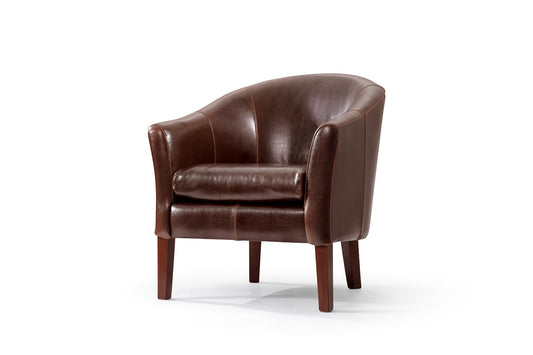 Fauteuil Crapaud en Cuir Rose & Moore de profil