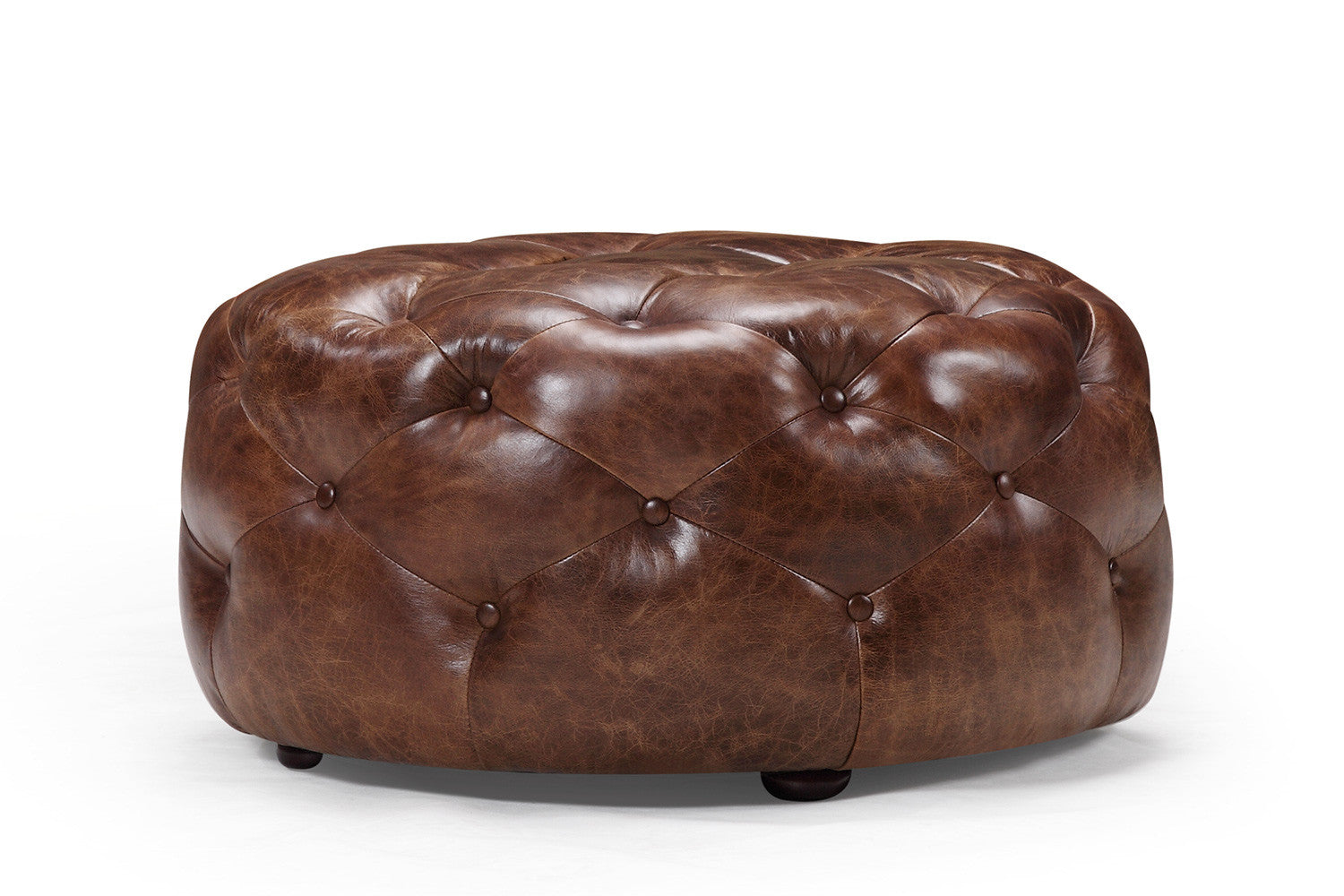 Ottoman Chesterfield en Cuir Vintage