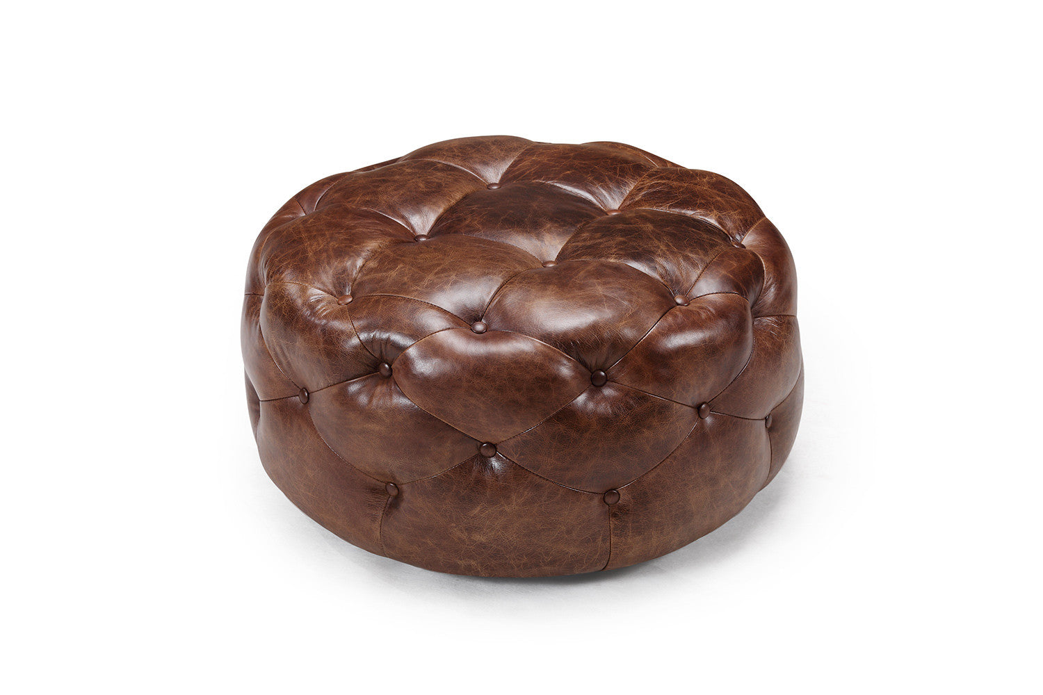 Pouf Chesterfield en cuir vintage RM-247